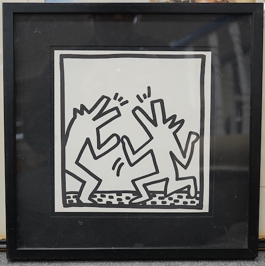 Keith Haring (American, 1958-1990), limited edition edition print, ‘Barking dogs’, Tony Shafrazi New York Gallery label verso, 23 x 22cm. Condition - good